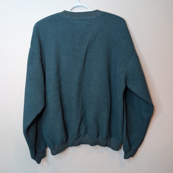 Vintage 80s Roots Canada Athletics Green Sherpa Embroidered Logo Crew Mens Small - Picture 2 of 12